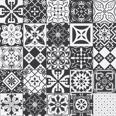 Big set of tiles background in black and white.
