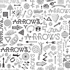 Black and white seamless pattern with arrows