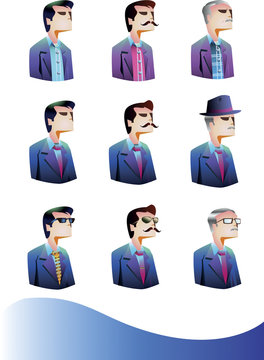 vector image of different avatar of a businessman.