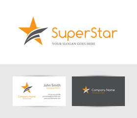 Orange star logo and business card design template