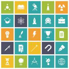 Flat design icons for education and science