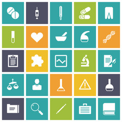Flat design icons for medical science