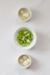 Green onion, pepper, garlic
