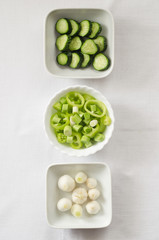 Zucchini, green onion, pepper and garlic