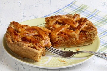 Cabbage pie on crockery plate