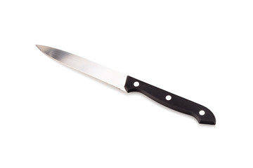 steel kitchen knives on white background