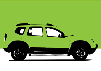 Pop art car. Colorful vehicle.