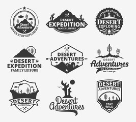 Set of vector desert adventures logo