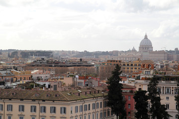 Fototapeta na wymiar Viewing point near Villa Borghese, Rome, Italy