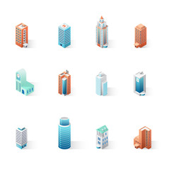 Set of the isometric city buildings