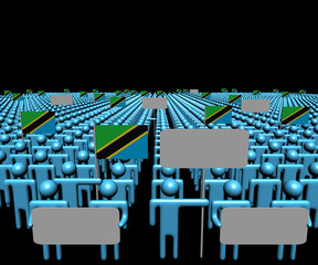 Obraz premium Crowd of people with signs and Tanzania flags illustration