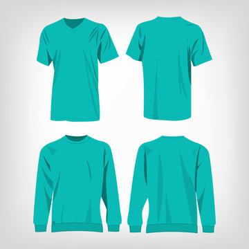 Sport turquoise t-shirt and sweater isolated set vector