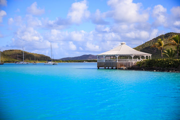 wooden gazebo on the beach