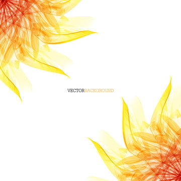 Floral abstract vector background. orange and red sunflower