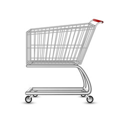 Chrome plated wire metal double handles square empty shopping basket realistic image pictogram vector illustration