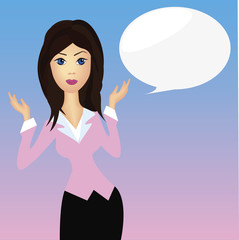 businesswoman with a chat bubble.