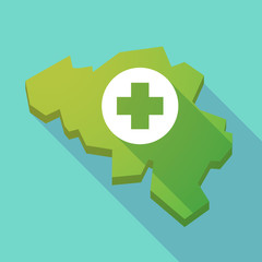 Obraz premium Long shadow map of Belgium with a round pharmacy sign