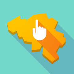 Long shadow map of Belgium with a pointing hand