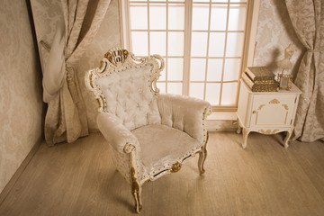 Antique chair at interior of a vintage room