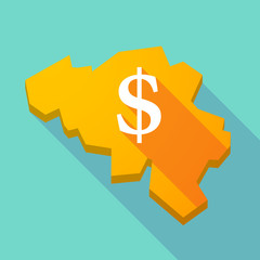 Long shadow map of Belgium with a dollar sign