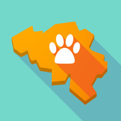 Long shadow map of Belgium with an animal footprint