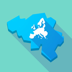 Fototapeta premium Long shadow map of Belgium with a map of Europe