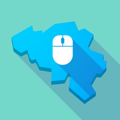 Fototapeta premium Long shadow map of Belgium with a wireless mouse
