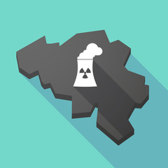 Long shadow map of Belgium with a nuclear power station