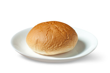 bread in a white plate on white background