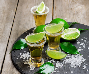 Gold mexican tequila shot