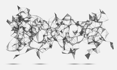 Abstract triangles space low poly. White background with connecting dots and lines. Light connection structure. Polygonal vector background. Futuristic HUD