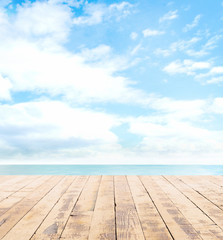 Wooden pier, exotic sea and the  blue sky
