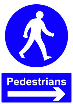 Pedestrians stay to the right sign