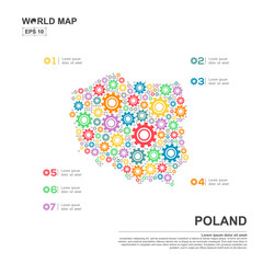 Fototapeta premium Map Of Poland Infographic design template with gear chain