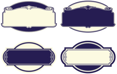 Blank vintage scroll design labels