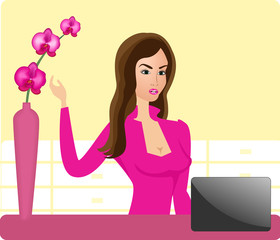 businesswoman sitting on the chair vector