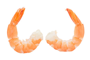 Shrimps isolated on white background.