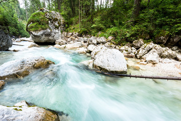 Naklejka na ściany i meble Fluss im Zauberwald Berchtesgaden