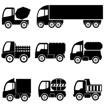 silhouettes the cargo trucks