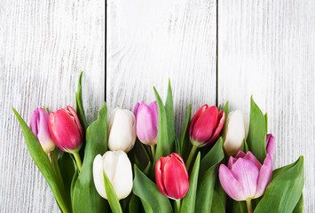 bouquet of fresh spring tulips