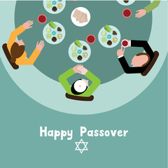 Happy Passover Seder meal greeting card poster design