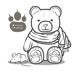 Fototapeta premium bear with scraft outline