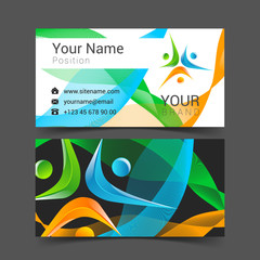 Vector business card template with people icon logo.