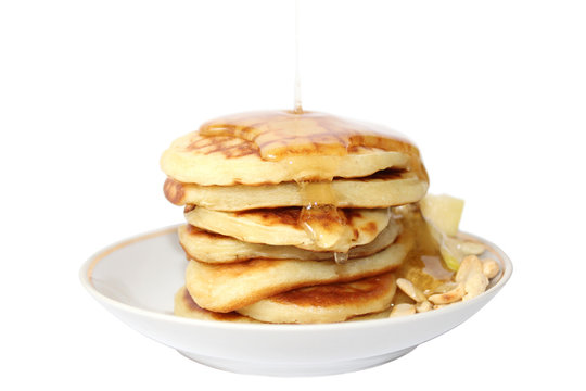 Pancakes with honey (image with clipping path)