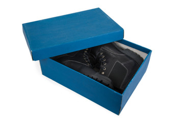 Black boots in a box