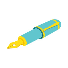Isometric fountain pen on white background. For web design and a