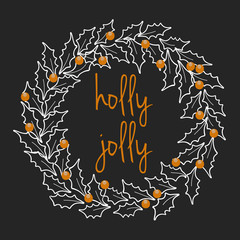 Christmas wreath on black.