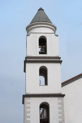 Fototapeta na wymiar Bell tower Church of Madonna delle Grazie, Ebolii village