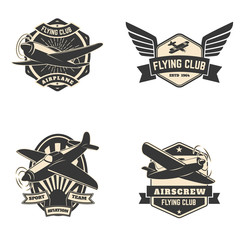 Set of flying club labels and emblems - obrazy, fototapety, plakaty