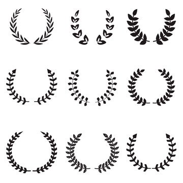 Set of different wreaths. Wreaths icons.